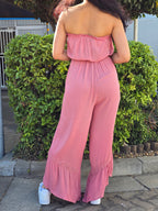 Effortless Summer Chic Ruffled  Strapless Tube umpsuit