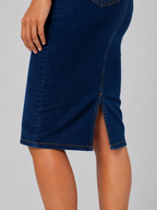 Fitted Knee-Length High-Waisted Denim Skirt DYQ-379