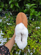 Women’s Black Fur Slip-On Winter Shoes – Warm Platform Casual Slippers