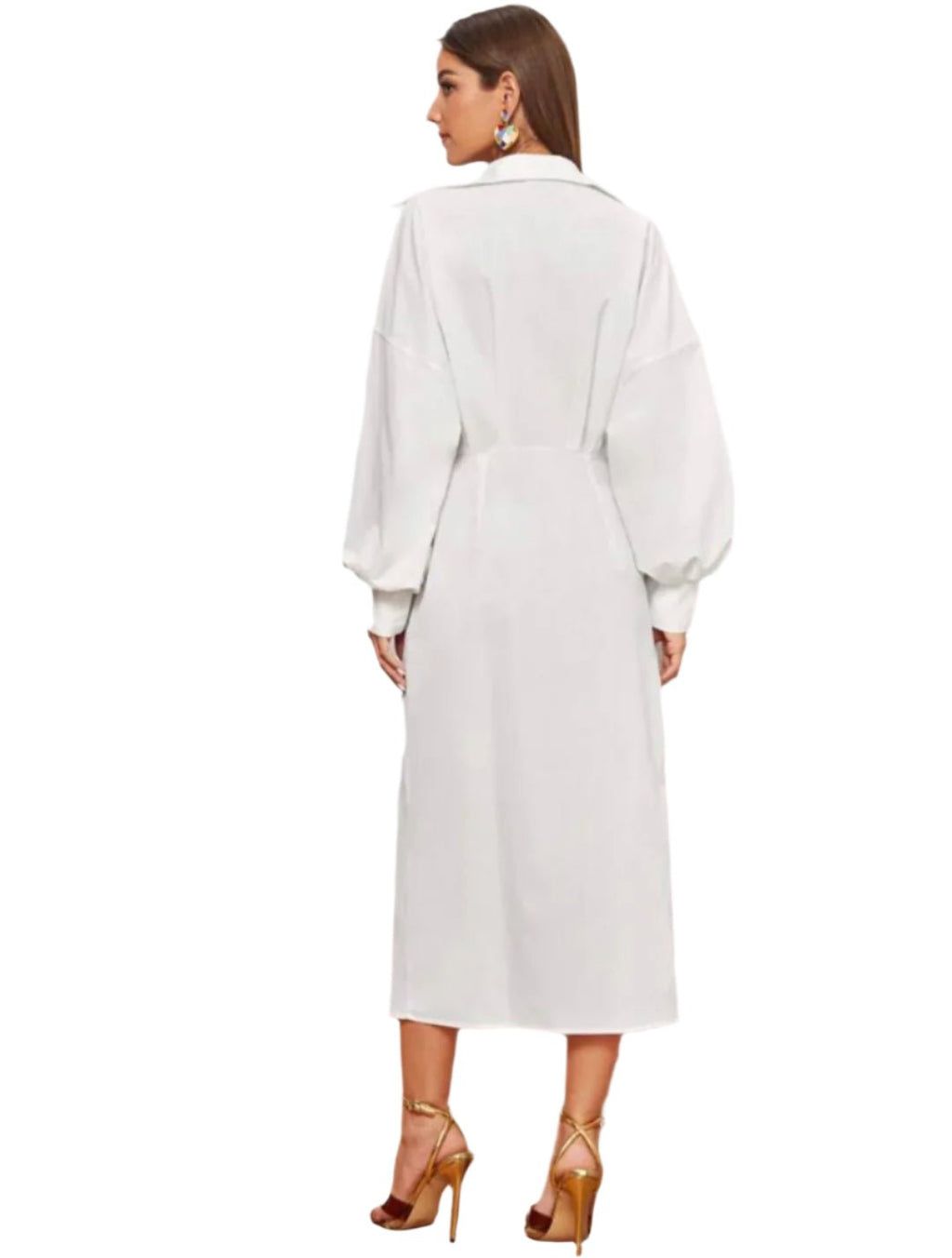 Drop Shoulder Lantern Sleeve Wrap Shirt Dress – Effortless Chic & Comfort