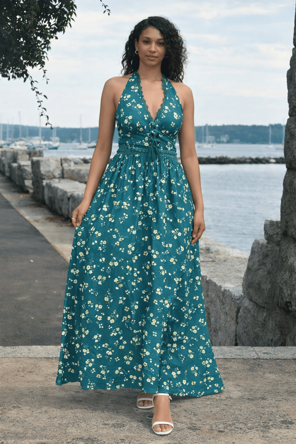 Floral Halter Maxi Dress
