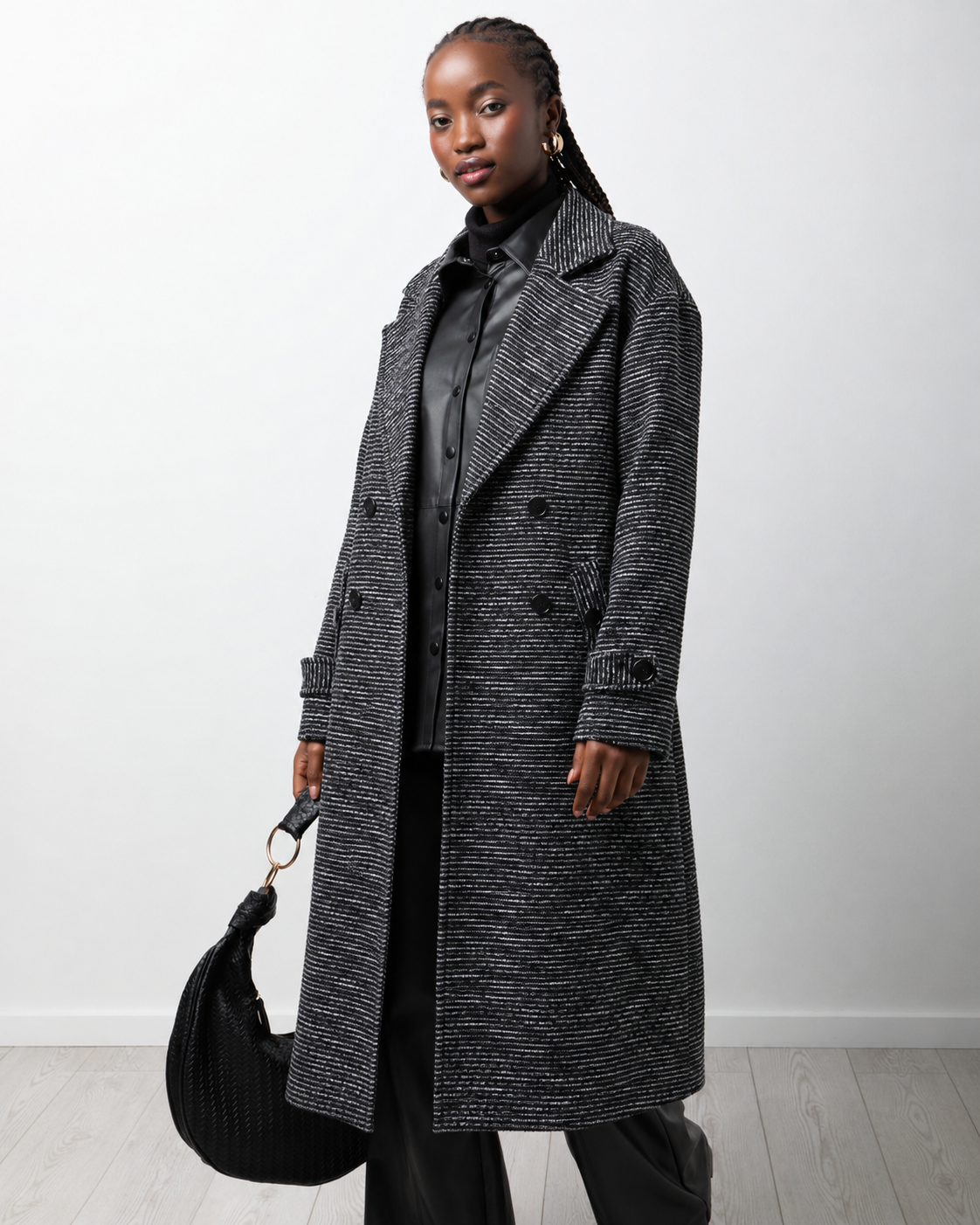 Elegant Textured Longline Winter Coat