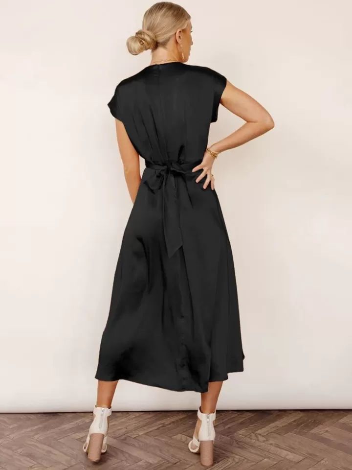 Silky Satin Wrap Dress - Elegant & Flowy