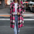Plaid Wool Blend Coat – Classic Tailored Long Winter Jacket