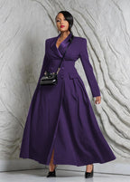 Elegant Double-Breasted Maxi Coat Dress for Women