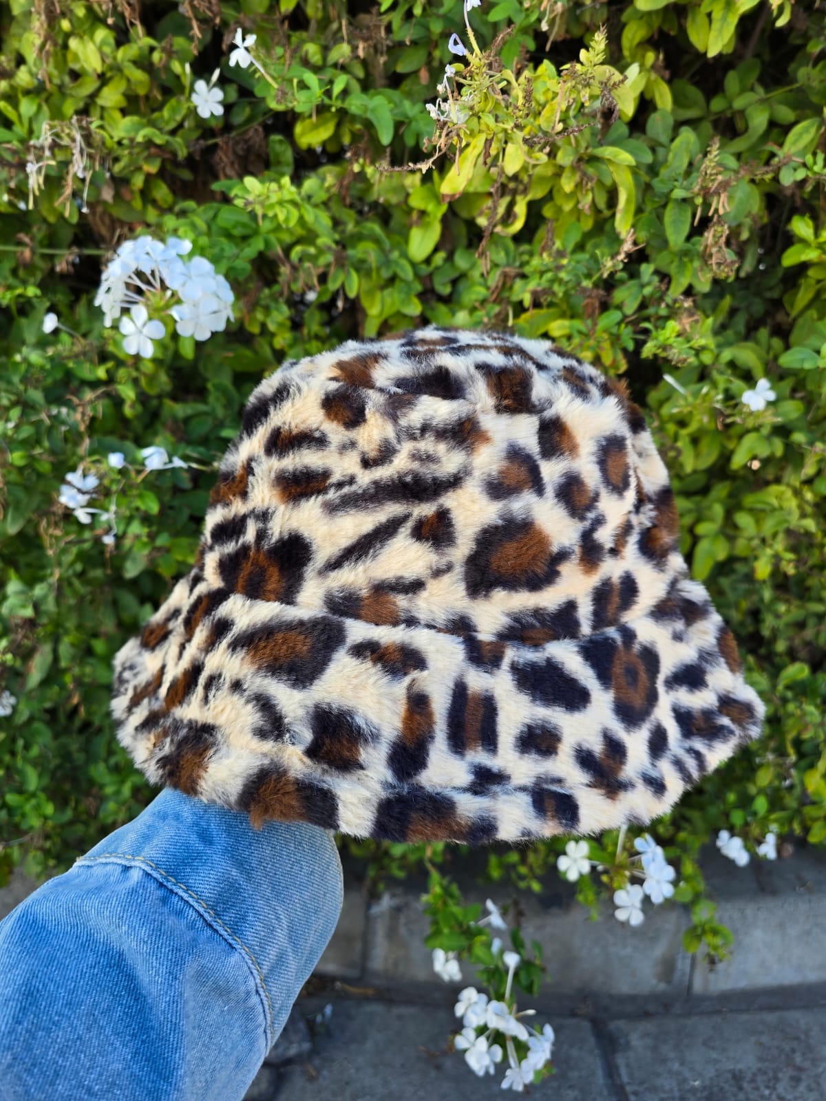 Leopard Print Plush Bucket Hat