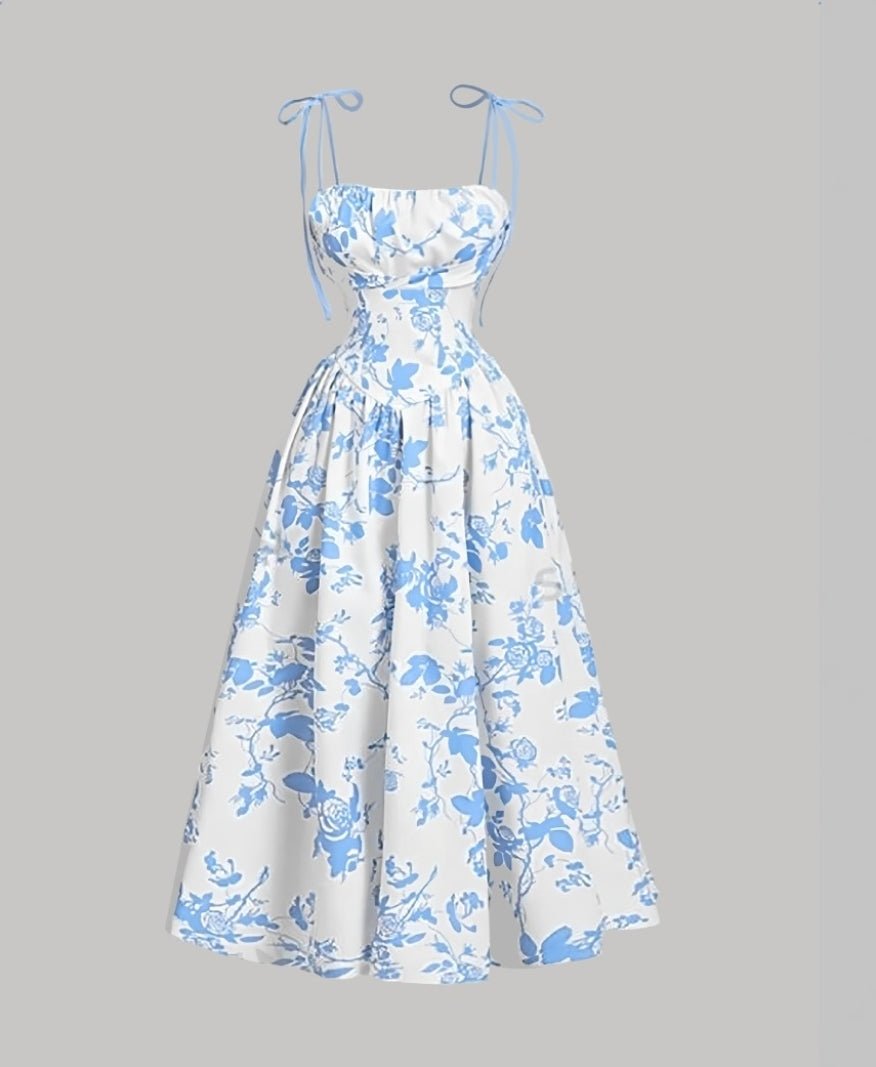 Tie Strap Sweetheart Midi Dress