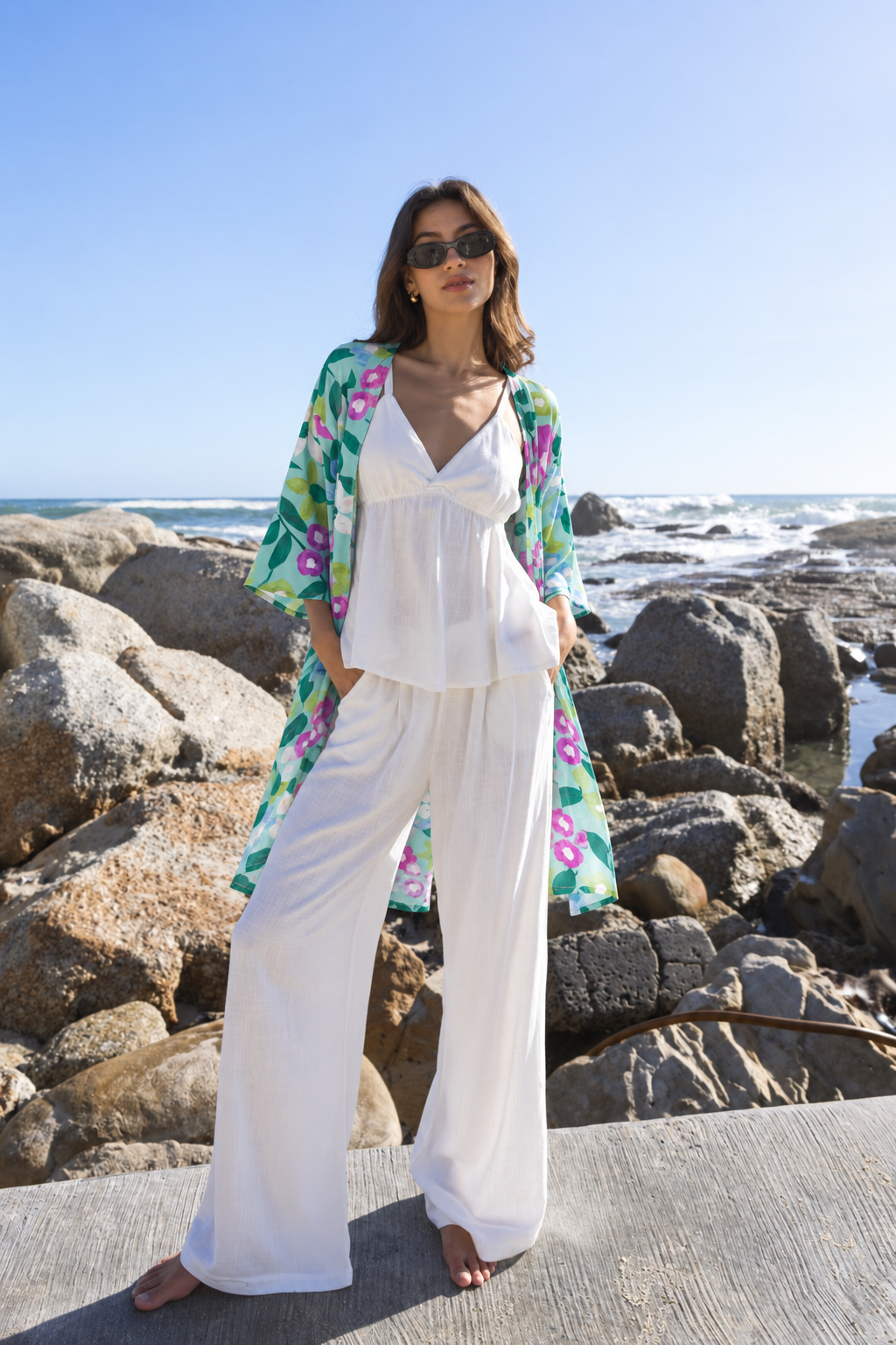 Floral Mid-Length Kimono