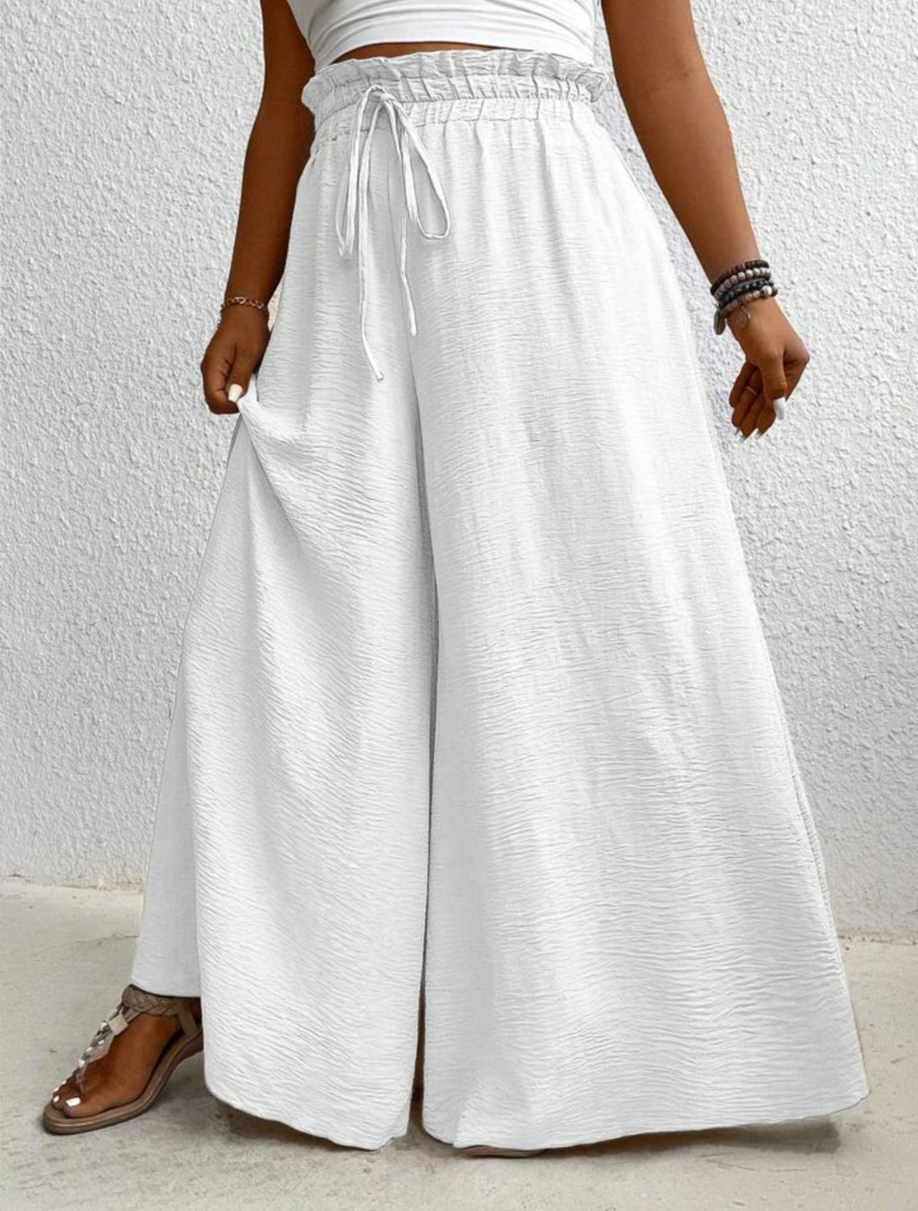 Wide Leg Curve Drawstring Pants