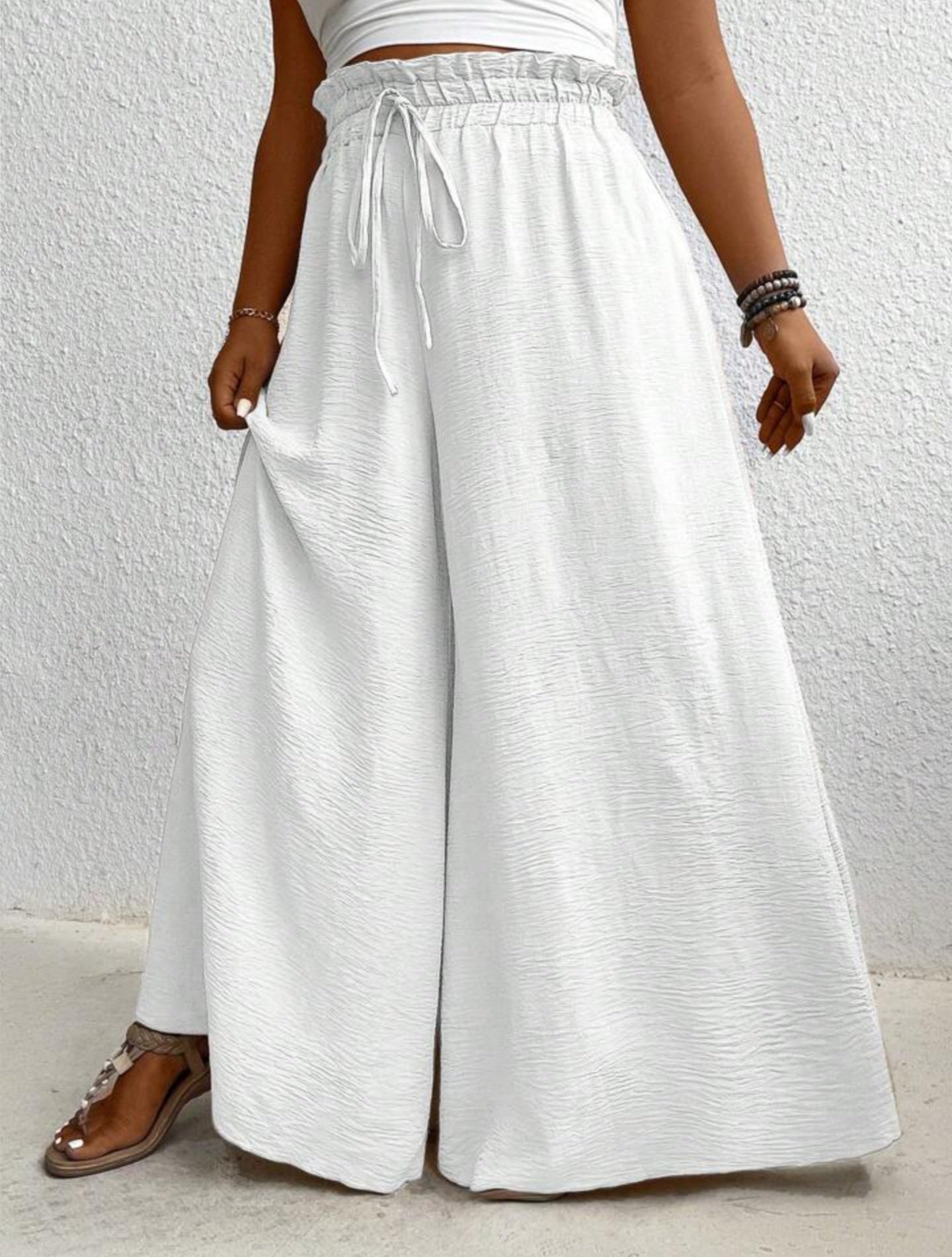 Wide Leg Curve Drawstring Pants