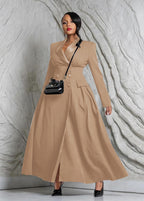 Elegant Double-Breasted Maxi Coat Dress for Women