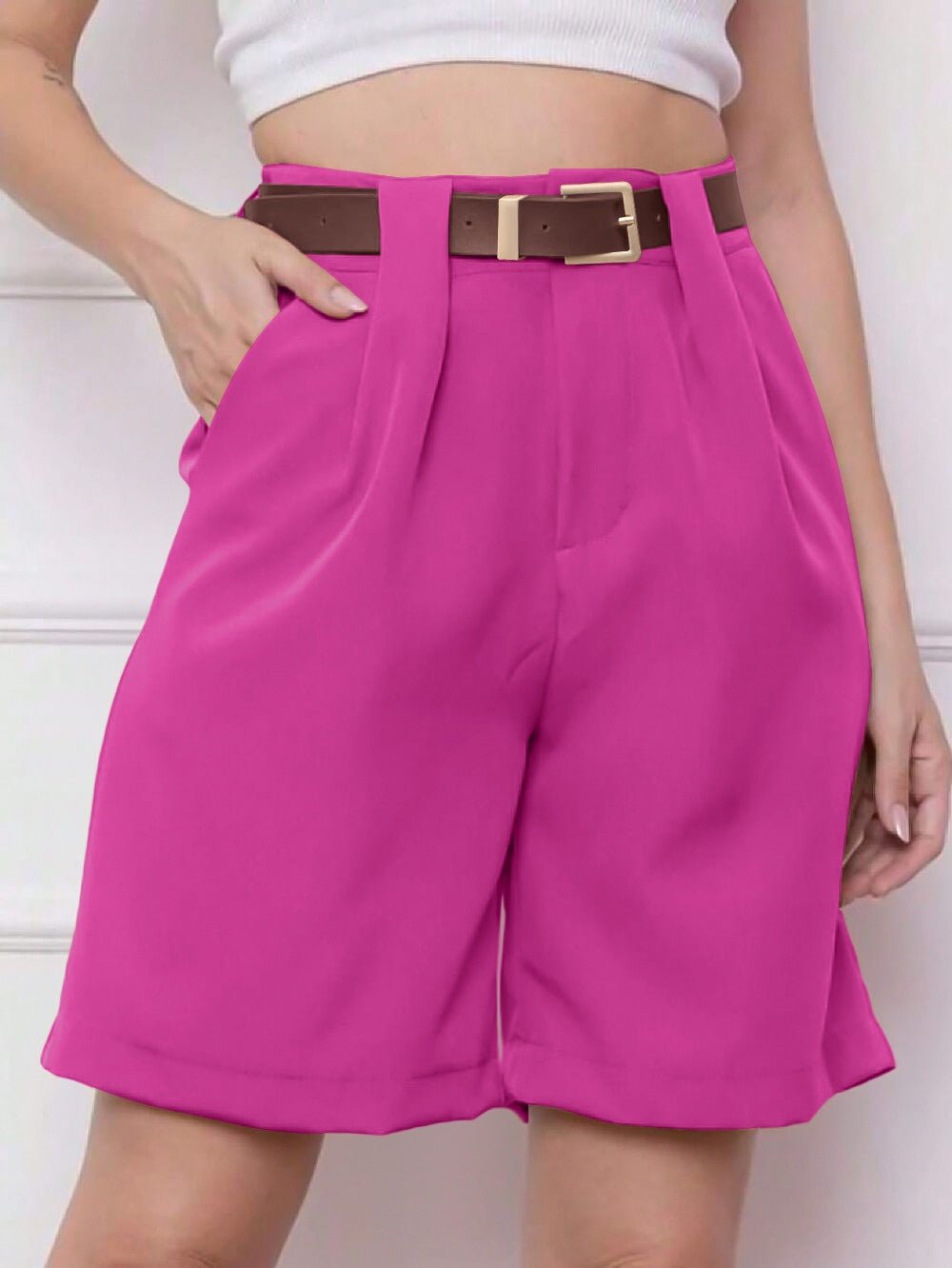 High-Waist Tailored Pleated Shorts