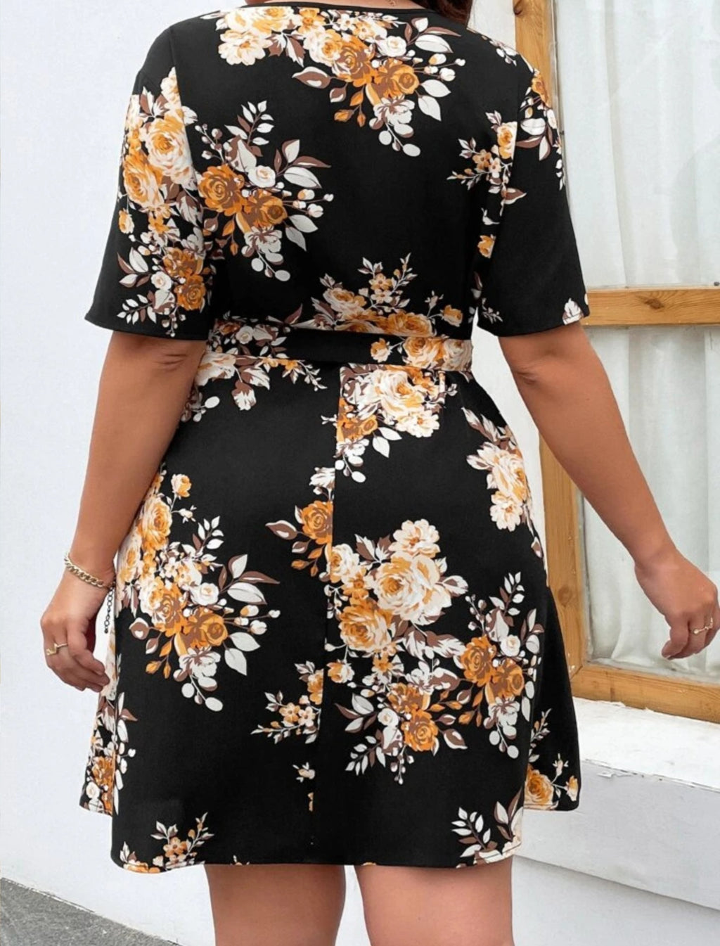 Floral Patterned Mini Dress with belt