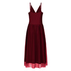 Pleated Mesh Evening Maxi Dress