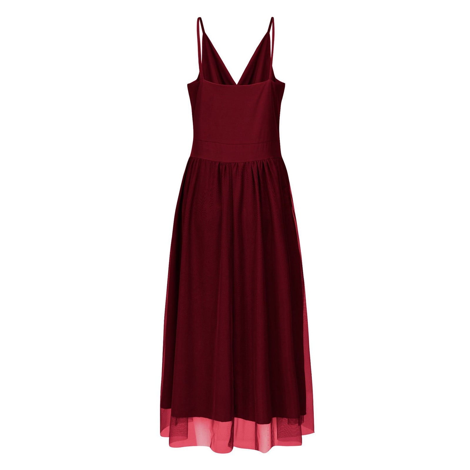 Pleated Mesh Evening Maxi Dress