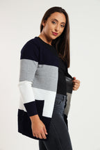 Women's Long Sleeve Colour Block Cardigan