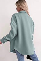 Oversized Button-Up Shirt Jacket – Casual Pocket Long Sleeve Coat