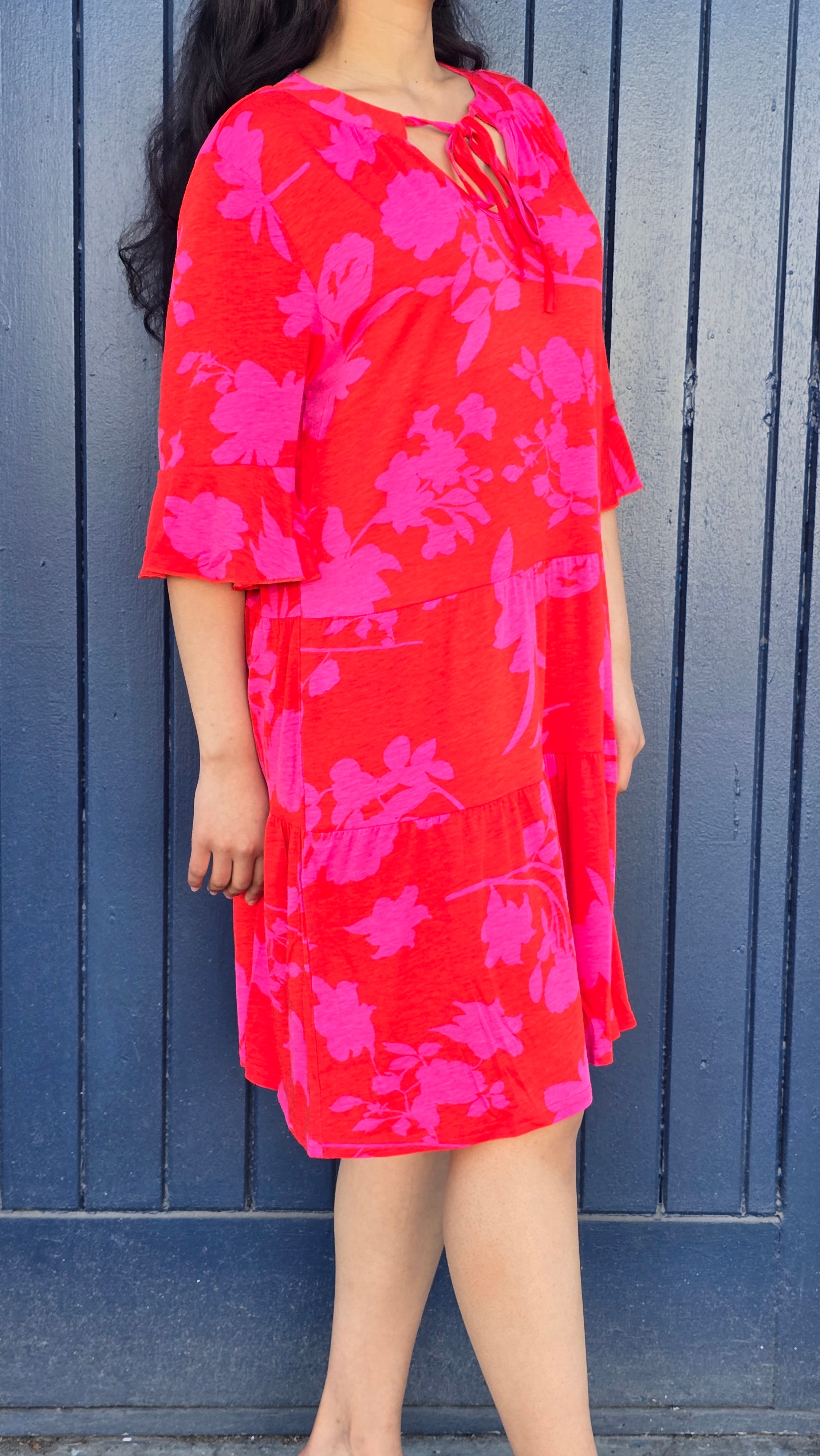 Bright Floral Tier Mini Dress