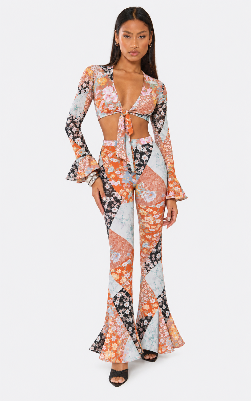 Afterglow Printed V-Neck Trouser Set