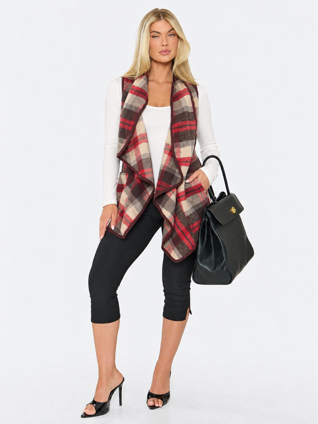 Plaid Sleeveless Jacket