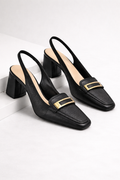 Slingback Block Heels – Square Toe Polished Office & Casual Foot