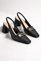 Slingback Block Heels – Square Toe Polished Office & Casual Foot