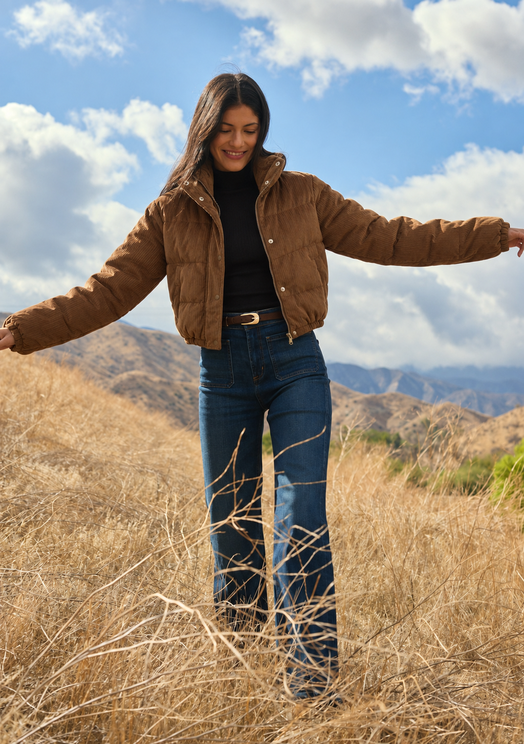 Corduroy Crop Padded Jacket