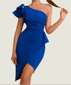 Chic Ruffled One-Shoulder Dress – Classy Wrap Hem Design