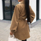 Corduroy Button-Down Belted Shirt Dress