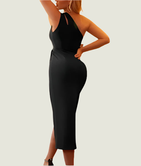 Elegant Cutout Side Split One-Shoulder Bodycon Dress - Sleek & Stylish