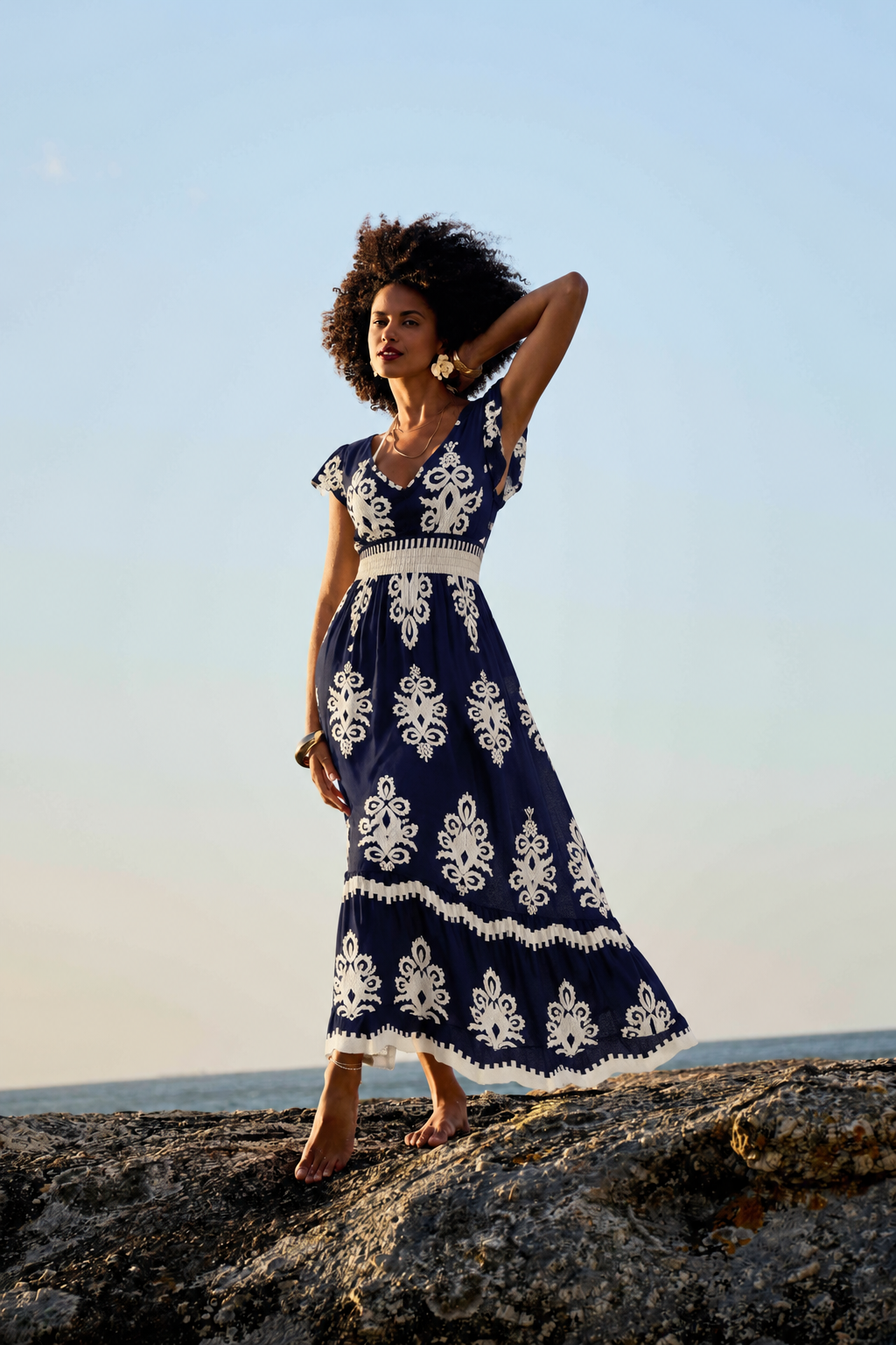 Refined Ornate Print Maxi Dress