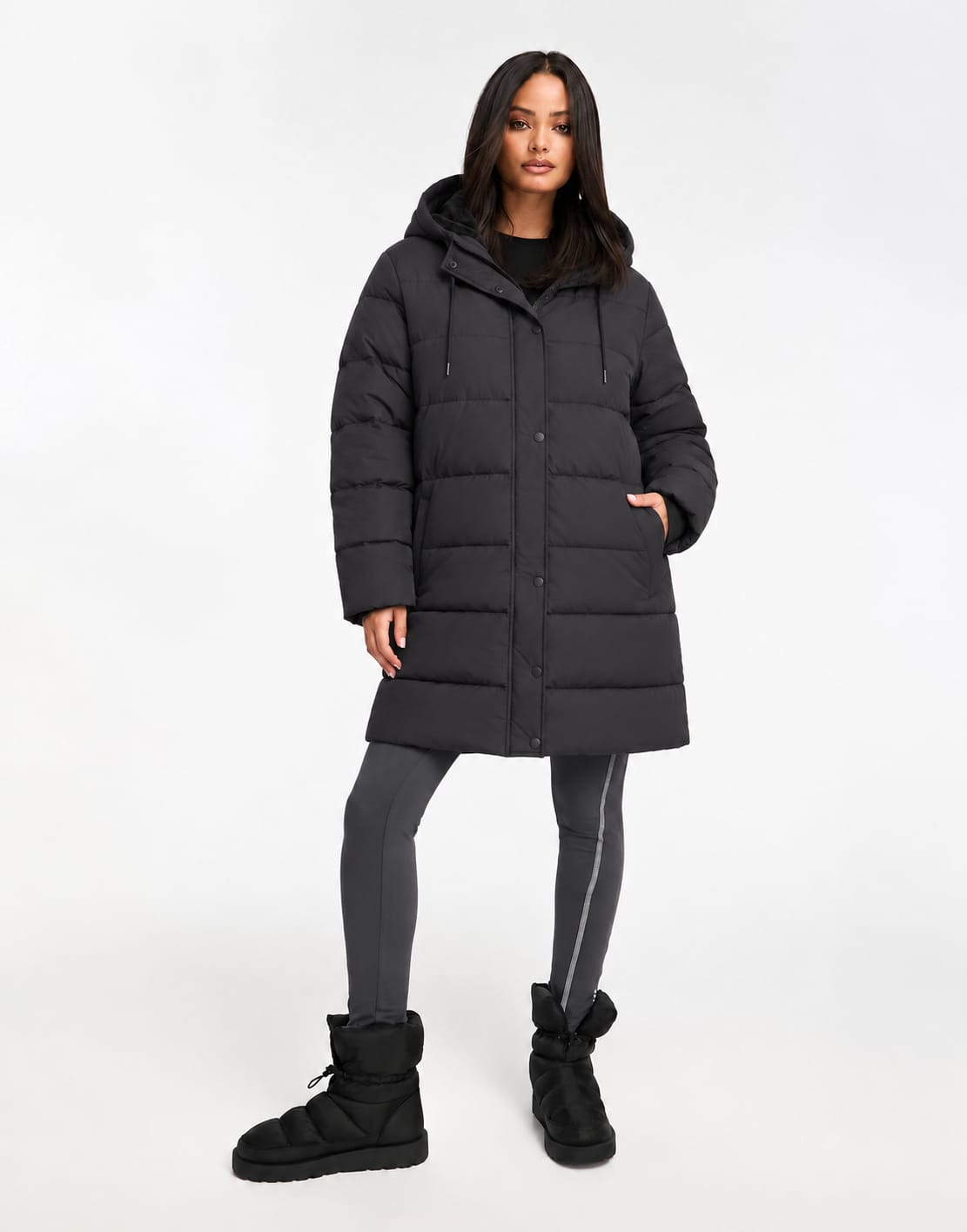 Warm Weatherproof Midi Length Puffer Coat