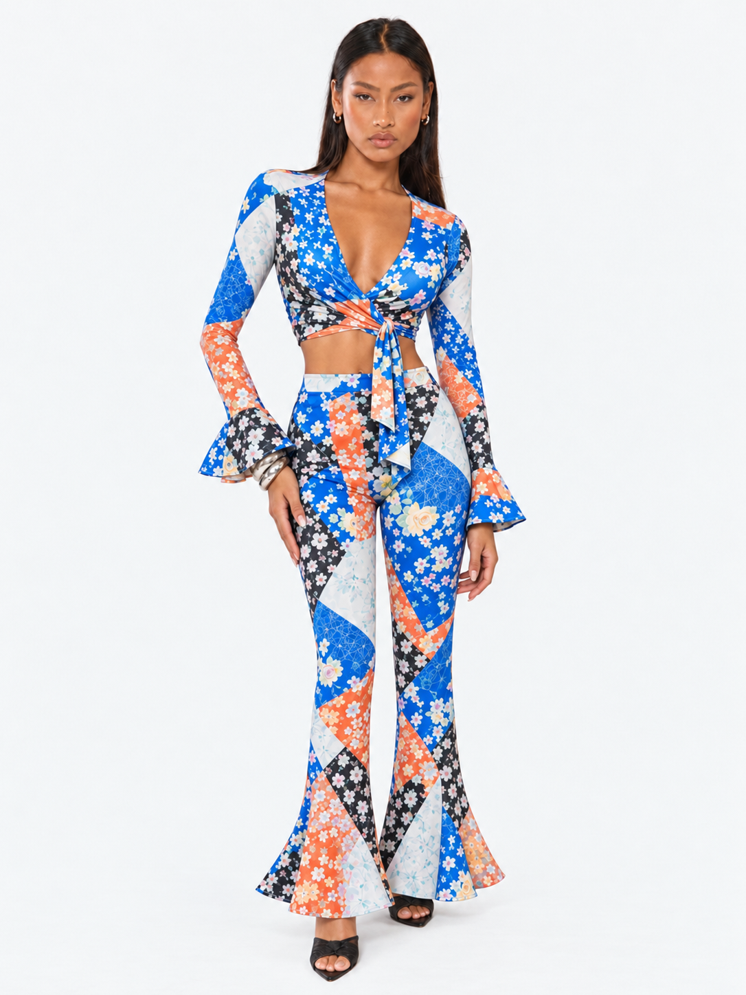 Afterglow Printed V-Neck Trouser Set