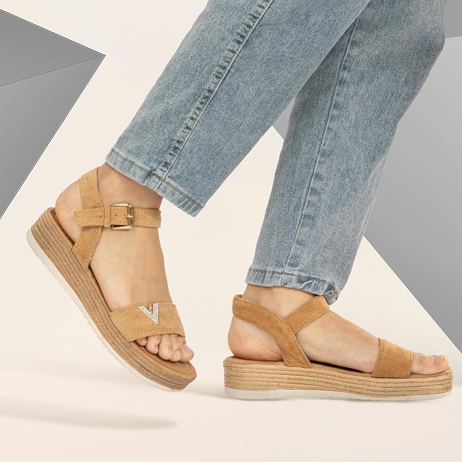 Women’s V-Strap Platform Sandals with Buckle