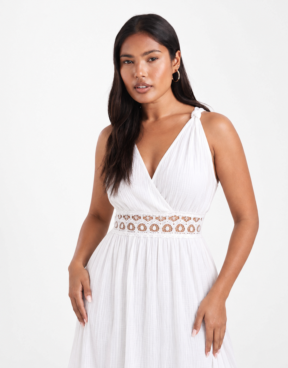 Crochet-Waist Wrap Ankle Dress