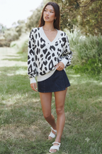 Relaxed Leopard Print V-Neck Jersey