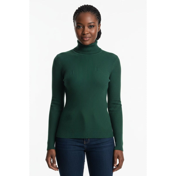 Women's Long-Sleeve Ribbed Turtleneck Sweater – Cozy & Stylish