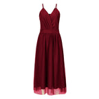 Pleated Mesh Evening Maxi Dress