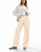 High-Waist Pleated Wide-Leg Trousers