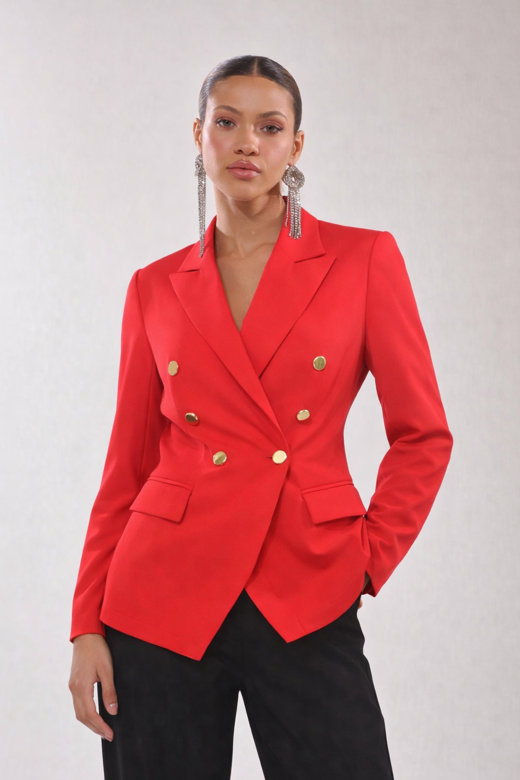 Double Breasted Blazer – Tailored Fit Gold Button Jacket