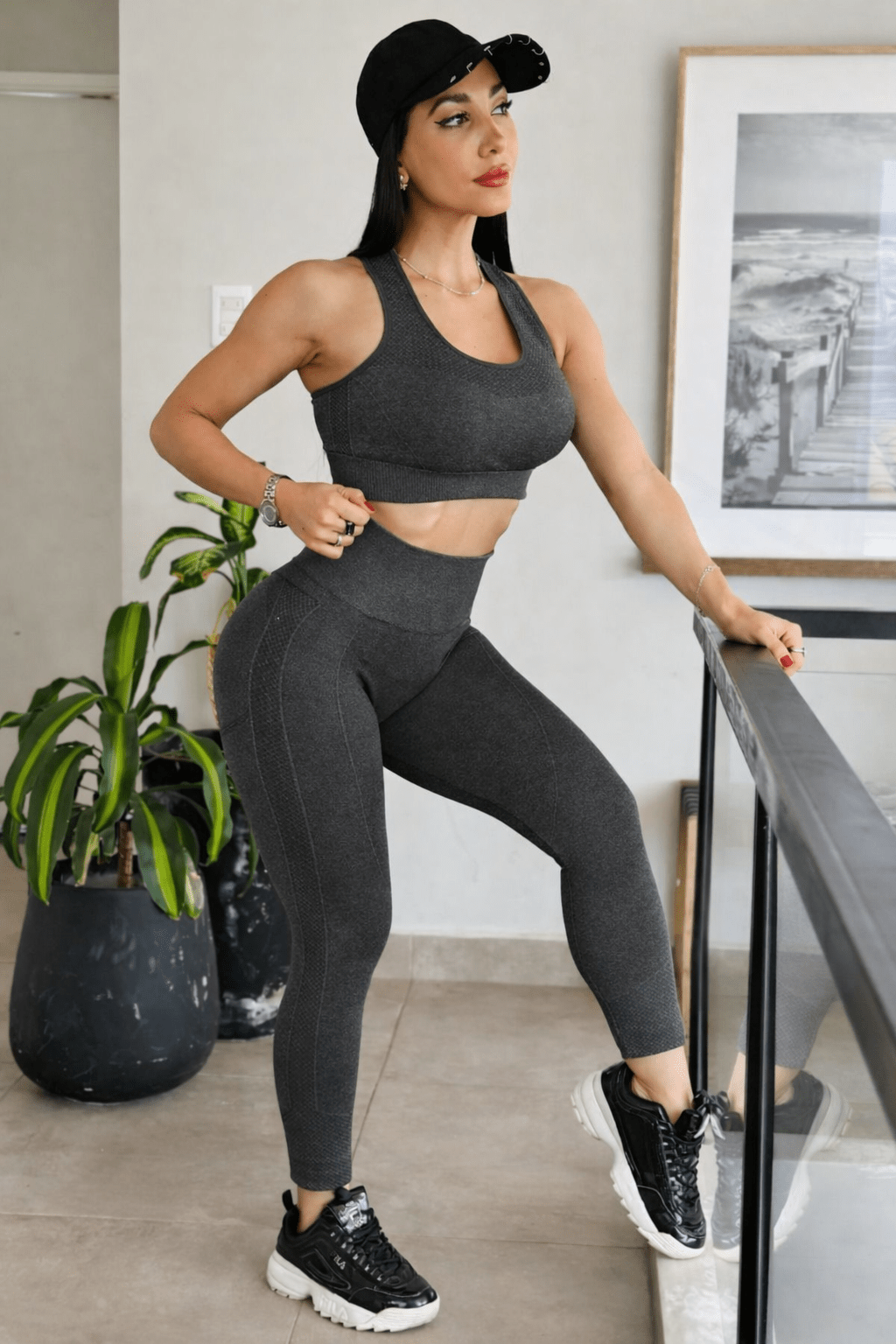 2PCS Workout Legging & Racerback Crop Top Set