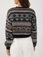 Pattern Knit Sweater – Casual Long Sleeve Winter Pullover