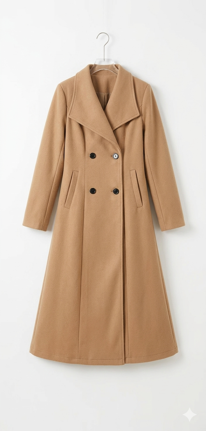 Classic Double-Breasted Long Coat