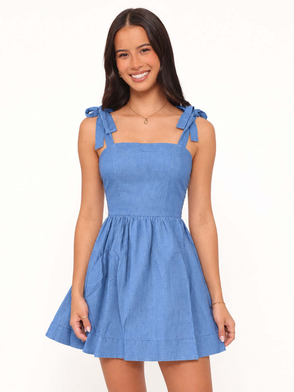 Fit-and-Flare Denim Mini Dress