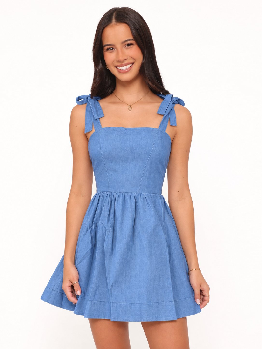 Fit-and-Flare Denim Mini Dress