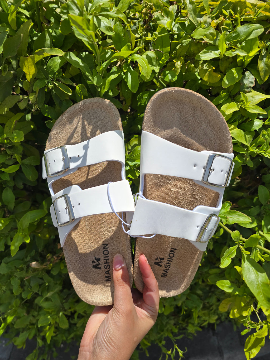 Double Buckle Cork Footbed Sandals