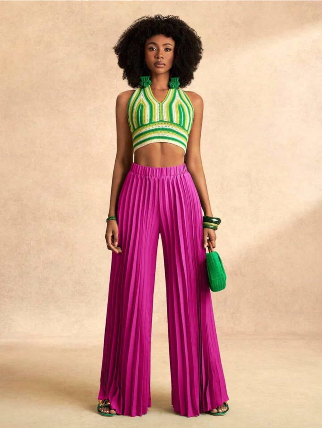 High Waist Pleated Wide Leg Pant
