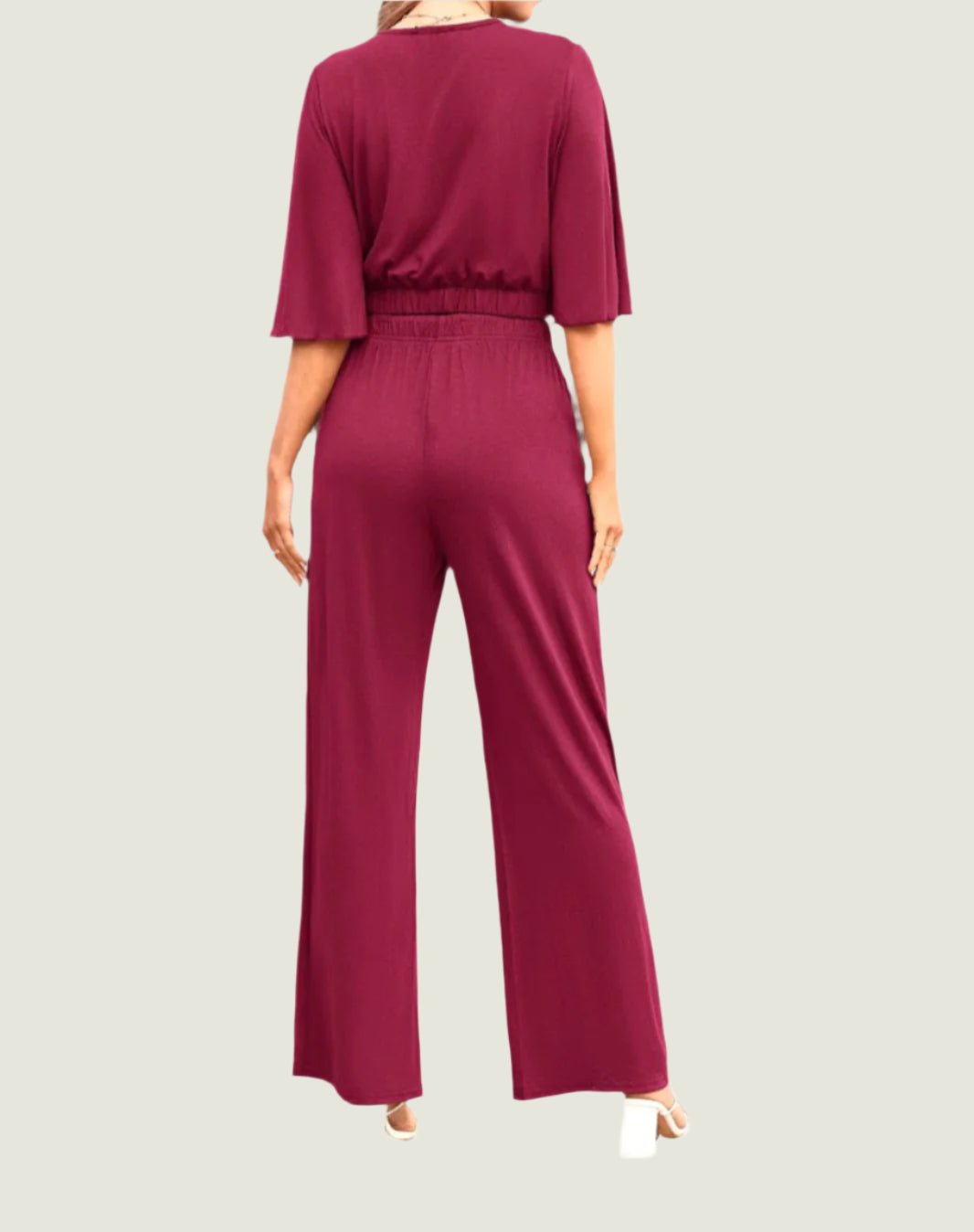 Flowy Sleeve Crop Top & Wide-Leg Pants Set