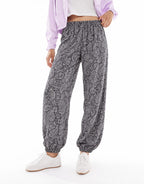Boho Patterned Elastic Waist Cuffed Pants