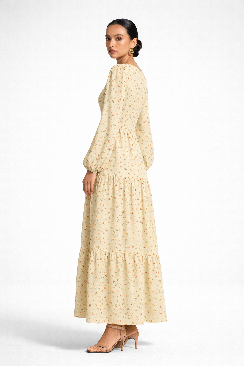 Floral Long Sleeve Tiered Maxi Dress – Elegant Feminine Style